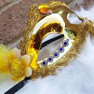 Handmade Masquerade Halloween Gold Floral Gems
